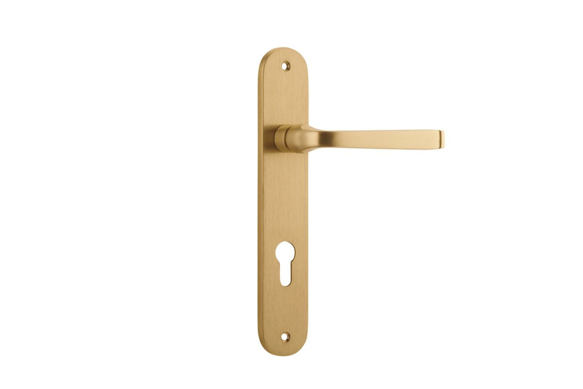 Iver Annecy Door Lever Oval Latch Pair, Passage Kit, Privacy Kit , Entrance Kit with High Security Lock - Brushed Brass