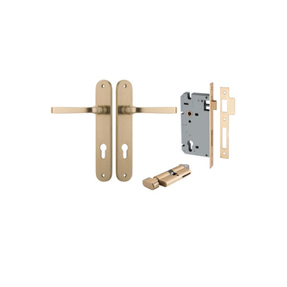 Iver Annecy Door Lever Oval Latch Pair, Passage Kit, Privacy Kit , Entrance Kit with High Security Lock - Brushed Brass