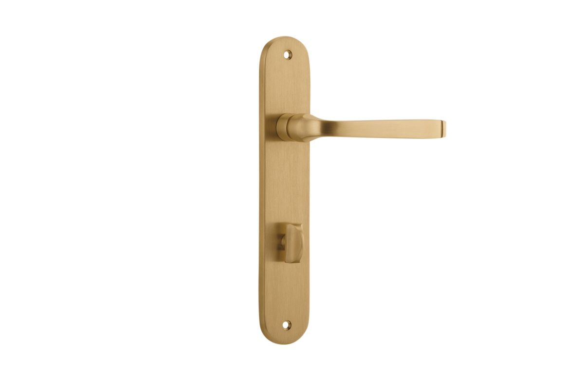 Iver Annecy Door Lever Oval Latch Pair, Passage Kit, Privacy Kit , Entrance Kit with High Security Lock - Brushed Brass