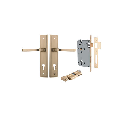 Iver Annecy Door Lever Shouldered Latch Pair, Passage Kit, Privacy Kit , Entrance Kit with High Security Lock -Brushed Brass
