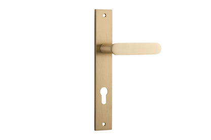 Iver Bronte Door Lever Rectangular Latch Pair, Passage Kit, Privacy Kit , Entrance Kit with High Security Lock - Brushed Brass