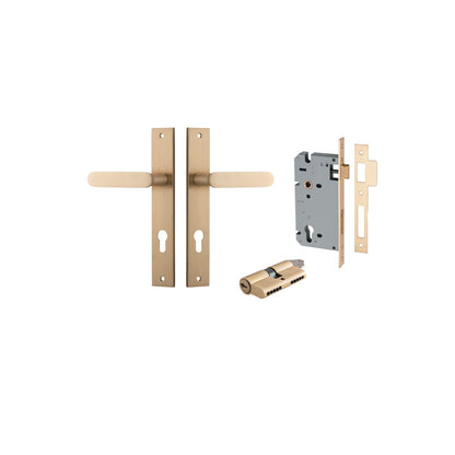 Iver Bronte Door Lever Rectangular Latch Pair, Passage Kit, Privacy Kit , Entrance Kit with High Security Lock - Brushed Brass