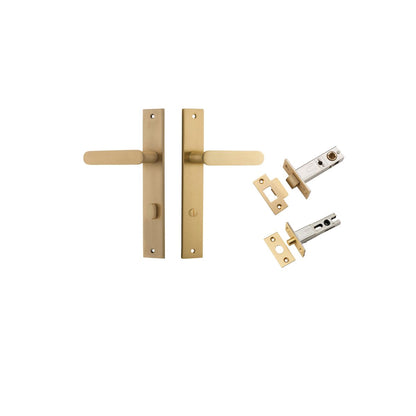 Iver Bronte Door Lever Rectangular Latch Pair, Passage Kit, Privacy Kit , Entrance Kit with High Security Lock - Brushed Brass
