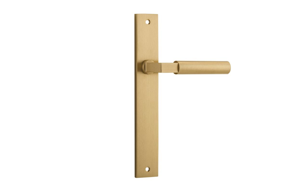 Iver Berlin Door Lever Rectangular Latch Pair, Passage Kit, Privacy Kit , Entrance Kit with High Security Lock - Brushed Brass