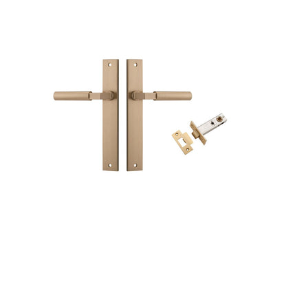 Iver Berlin Door Lever Rectangular Latch Pair, Passage Kit, Privacy Kit , Entrance Kit with High Security Lock - Brushed Brass