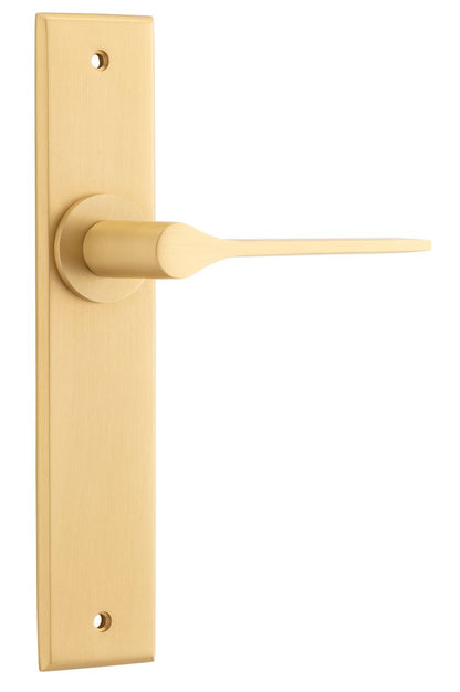 Iver Como  Door Lever Chamfered Latch Pair, Passage Kit, Privacy Kit , Entrance Kit with High Security Lock -Brushed Brass