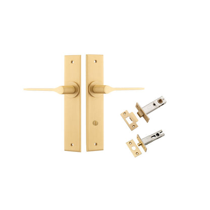 Iver Como  Door Lever Chamfered Latch Pair, Passage Kit, Privacy Kit , Entrance Kit with High Security Lock -Brushed Brass