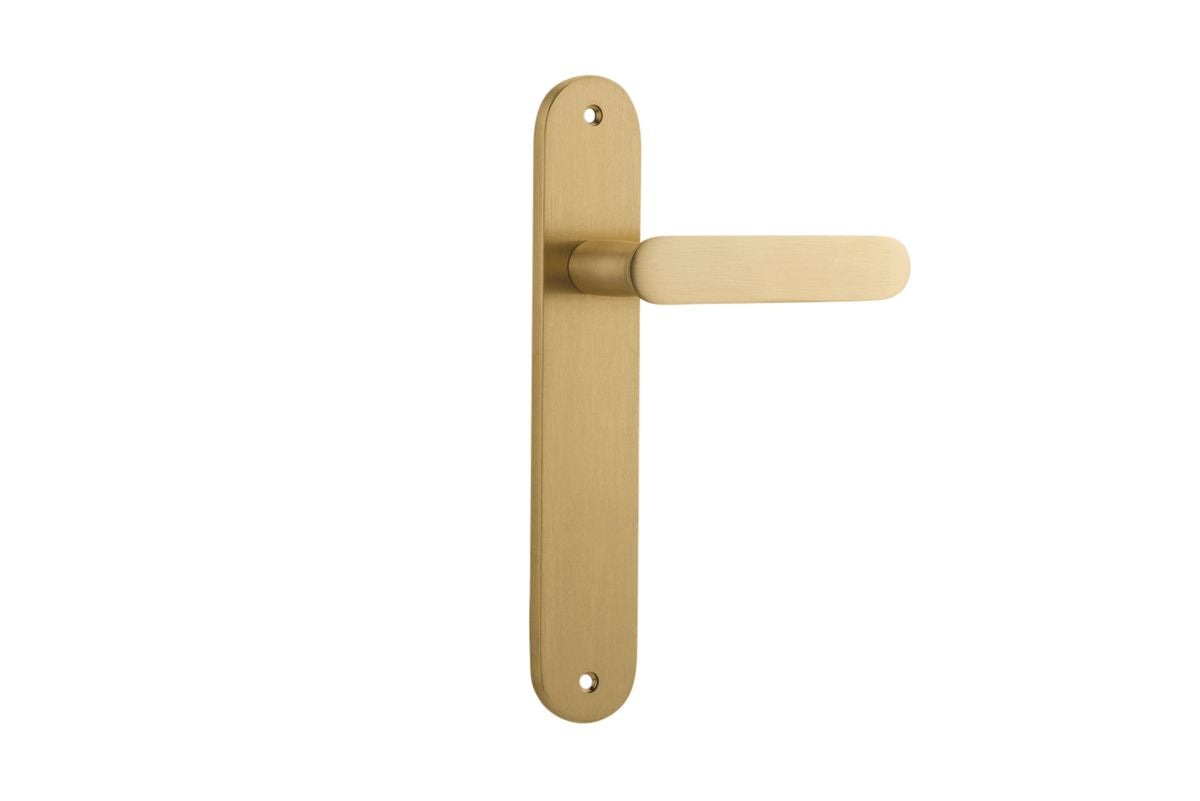 Iver Bronte Door Lever Oval Latch Pair, Passage Kit, Privacy Kit , Entrance Kit with High Security Lock - Brushed Brass