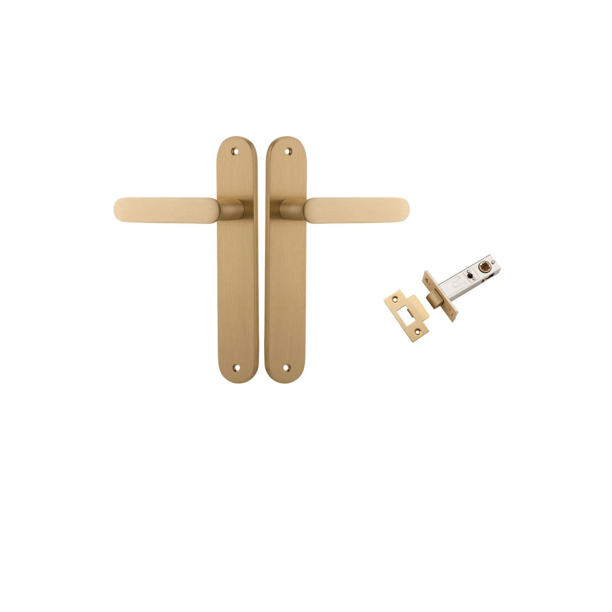 Iver Bronte Door Lever Oval Latch Pair, Passage Kit, Privacy Kit , Entrance Kit with High Security Lock - Brushed Brass