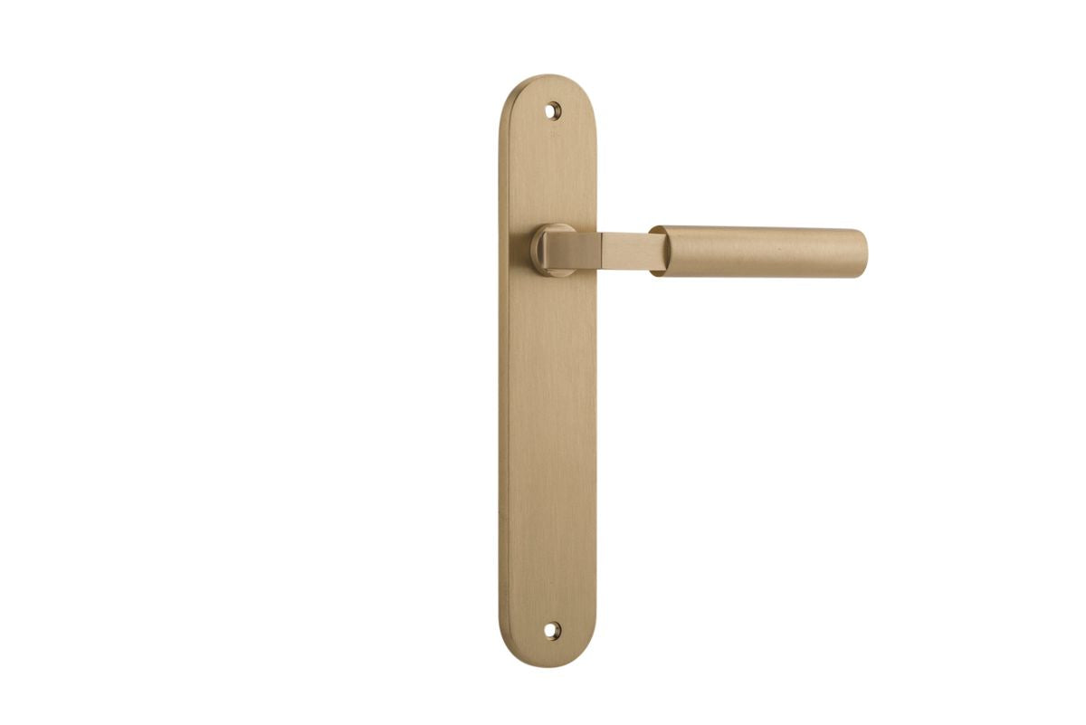 Iver Berlin Door Lever Oval Latch Pair, Passage Kit, Privacy Kit , Entrance Kit with High Security Lock - Brushed Brass