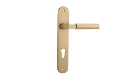 Iver Berlin Door Lever Oval Latch Pair, Passage Kit, Privacy Kit , Entrance Kit with High Security Lock - Brushed Brass