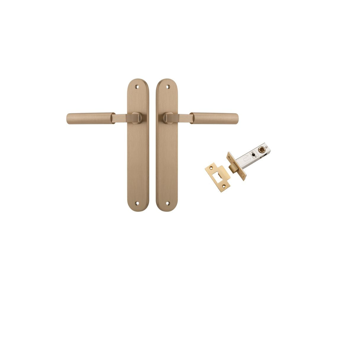 Iver Berlin Door Lever Oval Latch Pair, Passage Kit, Privacy Kit , Entrance Kit with High Security Lock - Brushed Brass