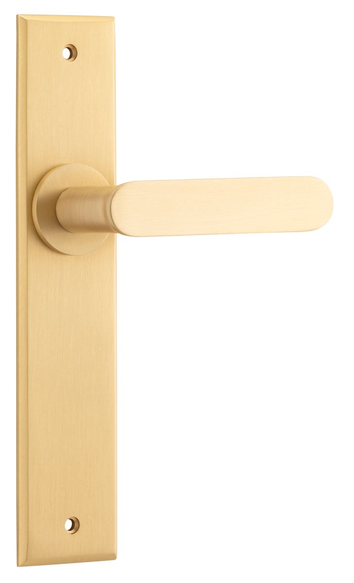 Iver Bronte Door Lever Chamfered Latch Pair, Passage Kit, Privacy Kit , Entrance Kit with High Security Lock - Brushed Brass