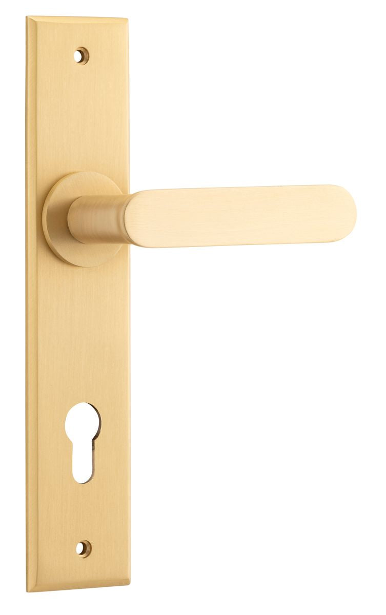Iver Bronte Door Lever Chamfered Latch Pair, Passage Kit, Privacy Kit , Entrance Kit with High Security Lock - Brushed Brass