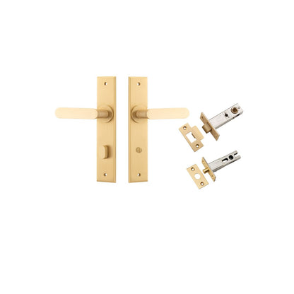 Iver Bronte Door Lever Chamfered Latch Pair, Passage Kit, Privacy Kit , Entrance Kit with High Security Lock - Brushed Brass