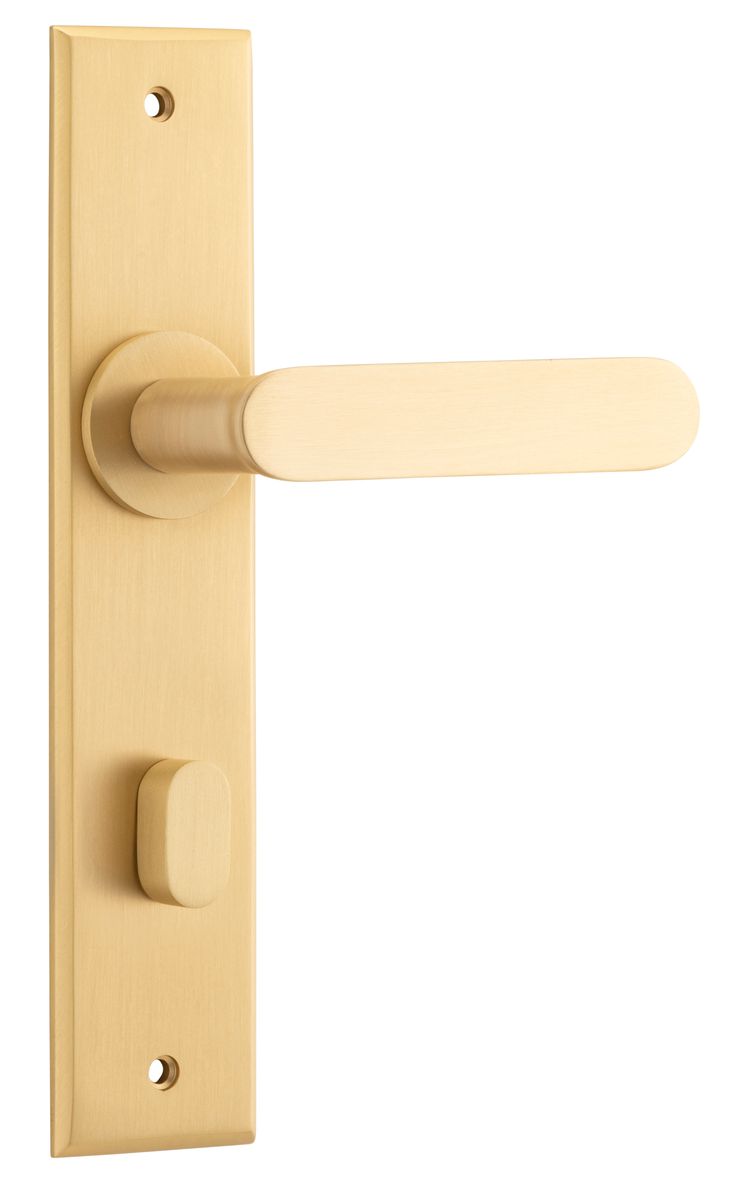 Iver Bronte Door Lever Chamfered Latch Pair, Passage Kit, Privacy Kit , Entrance Kit with High Security Lock - Brushed Brass
