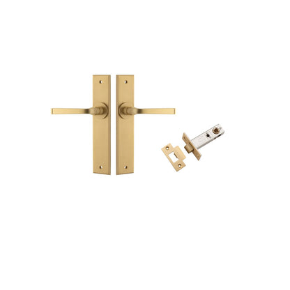 Iver Annecy Door Lever Chamfered Latch Pair, Passage Kit, Privacy Kit , Entrance Kit with High Security Lock -Brushed Brass