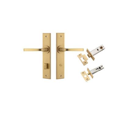 Iver Annecy Door Lever Chamfered Latch Pair, Passage Kit, Privacy Kit , Entrance Kit with High Security Lock -Brushed Brass
