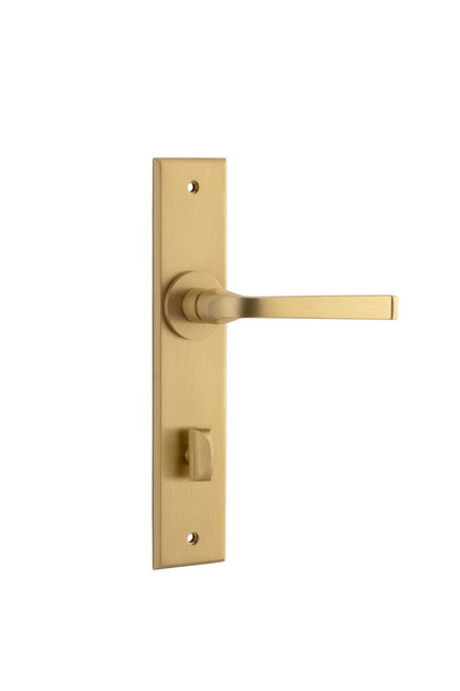Iver Annecy Door Lever Chamfered Latch Pair, Passage Kit, Privacy Kit , Entrance Kit with High Security Lock -Brushed Brass
