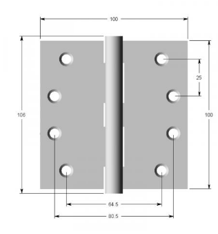 Lohala Hinge Stainless Steel 316 ,100mm x 100mm x 2.5mm ,100mm x 75mm x 2.5mm ,75mm x 63mm x 2.0mm & 75mm x 50mm x 1.5mm  Fixed Button Pin Satin