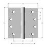 Lohala Hinge Stainless Steel 316 ,100mm x 100mm x 2.5mm ,100mm x 75mm x 2.5mm ,75mm x 63mm x 2.0mm & 75mm x 50mm x 1.5mm  Fixed Button Pin Satin