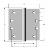 Lohala Hinge Stainless Steel 316 ,100mm x 100mm x 2.5mm ,100mm x 75mm x 2.5mm ,75mm x 63mm x 2.0mm & 75mm x 50mm x 1.5mm  Fixed Button Pin Satin