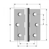 Lohala Hinge Stainless Steel 316 ,100mm x 100mm x 2.5mm ,100mm x 75mm x 2.5mm ,75mm x 63mm x 2.0mm & 75mm x 50mm x 1.5mm  Fixed Button Pin Satin
