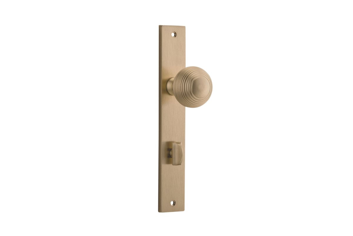 Iver Guildford Door Knob Rectangular Latch Pair, Passage Kit, Privacy Kit , Entrance Kit with High Security Lock - Brushed Brass