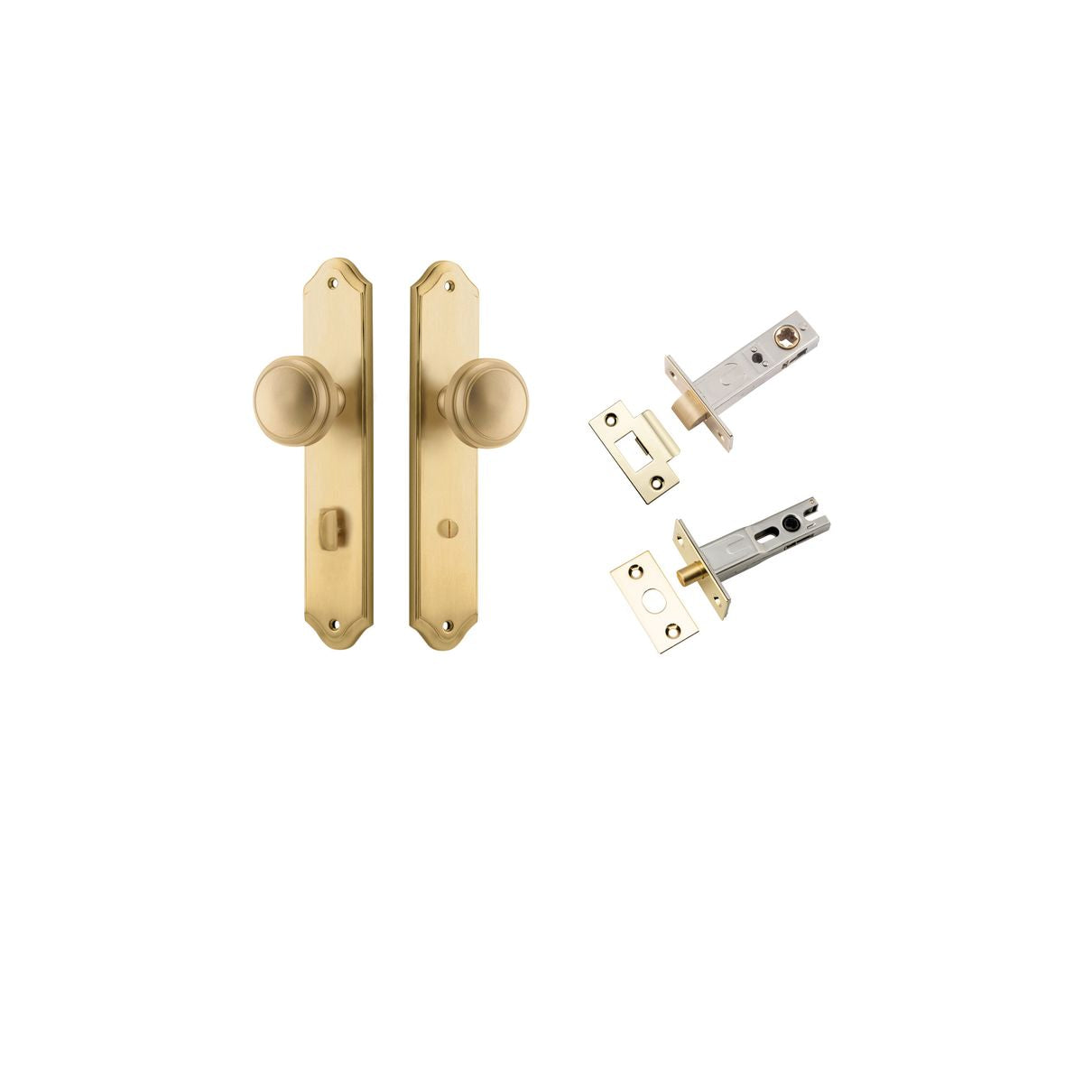 Iver Paddington  Door Knob Shouldered Latch Pair, Passage Kit, Privacy Kit , Entrance Kit with High Security Lock - Brushed Brass