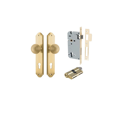 Iver Guildford Door Knob Shouldered Latch Pair, Passage Kit, Privacy Kit , Entrance Kit with High Security Lock -Brushed Brass
