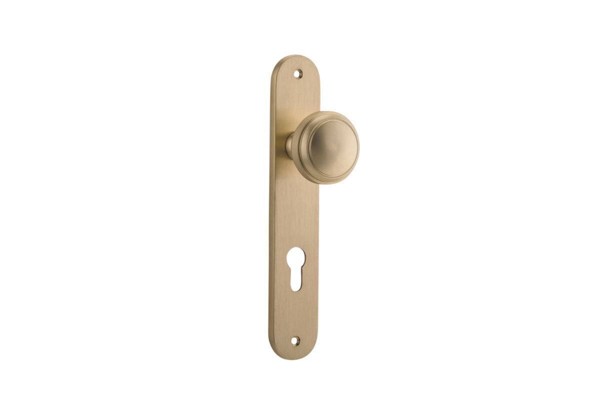 Iver Paddington  Door Knob Oval Latch Pair, Passage Kit, Privacy Kit , Entrance Kit with High Security Lock - Brushed Brass