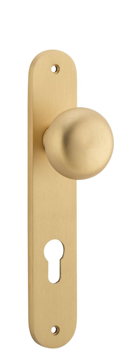 Iver Cambridge Door Knob Oval Concealed Fix Pair, Passage Kit, Privacy Kit , Entrance Kit with High Security Lock - Brushed Brass