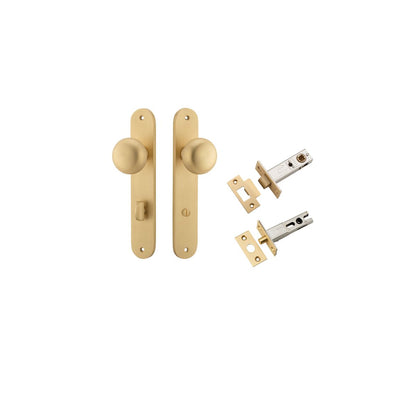 Iver Cambridge Door Knob Oval Concealed Fix Pair, Passage Kit, Privacy Kit , Entrance Kit with High Security Lock - Brushed Brass