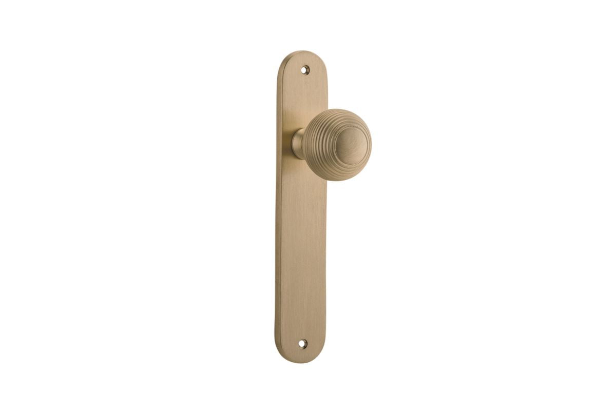 Iver Guildford Door Knob Oval Latch Pair, Passage Kit, Privacy Kit , Entrance Kit with High Security Lock - Brushed Brass