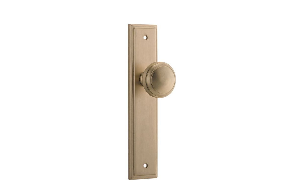 Iver Paddington  Door Knob Stepped Latch Pair, Passage Kit, Privacy Kit , Entrance Kit with High Security Lock - Brushed Brass