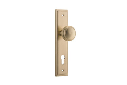 Iver Paddington  Door Knob Stepped Latch Pair, Passage Kit, Privacy Kit , Entrance Kit with High Security Lock - Brushed Brass