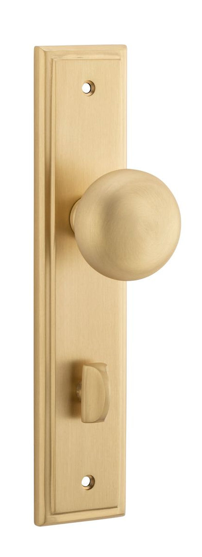 Iver Cambridge Door Knob Stepped Latch Pair, Passage Kit, Privacy Kit , Entrance Kit with High Security Lock - Brushed Brass