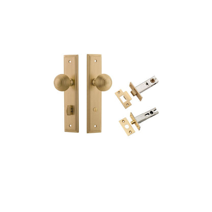Iver Guildford Door Knob Stepped Latch Pair, Passage Kit, Privacy Kit , Entrance Kit with High Security Lock - Brushed Brass