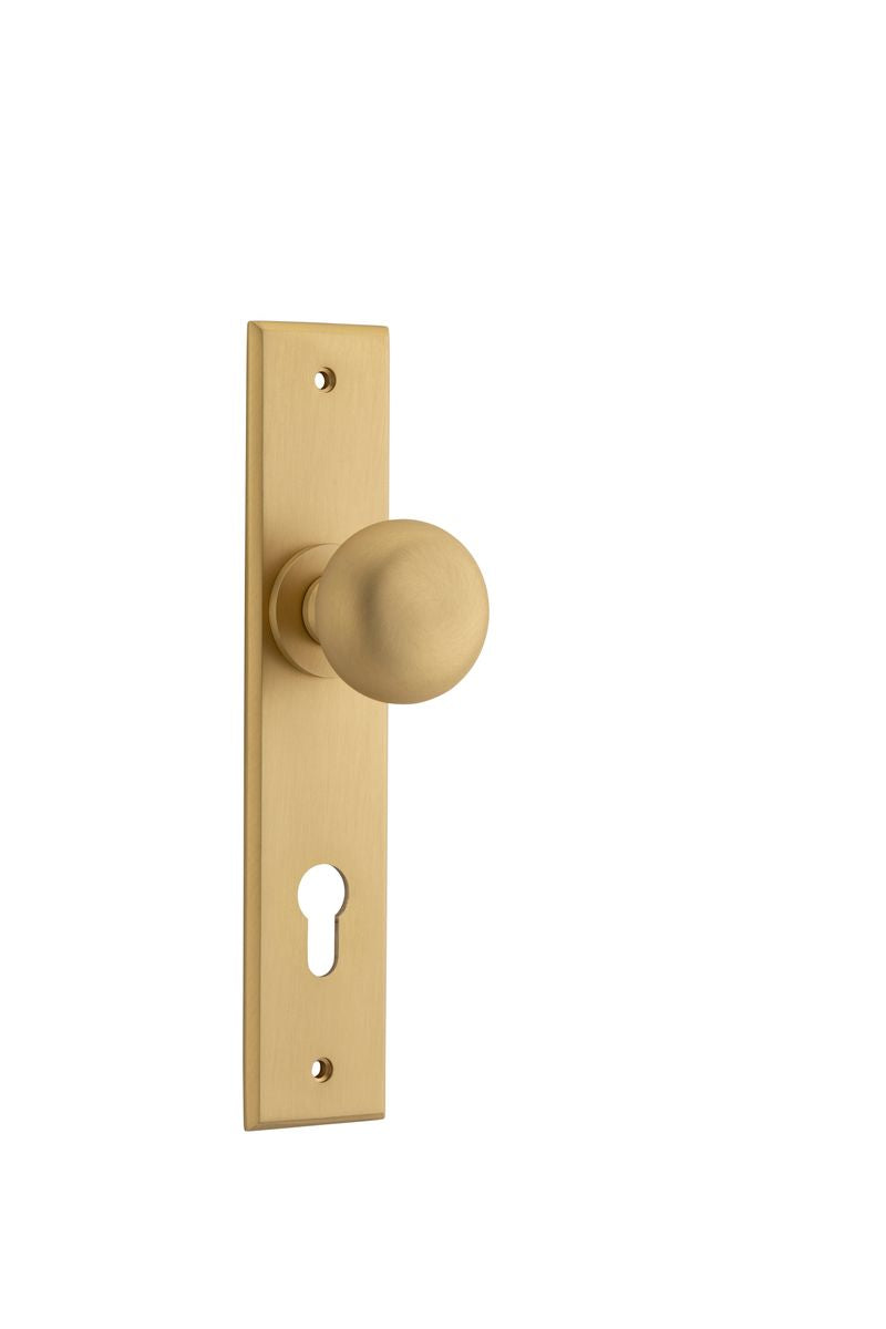 Iver Cambridge Door Knob Chamfered  Concealed Fix Pair Passage Kit, Privacy Kit , Entrance Kit with High Security Lock -Brushed Brass