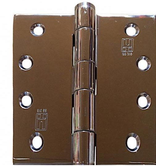 Lohala Hinge Stainless Steel 316 Heavy Duty 100mm x 100mm x 3.0mm ,8mm Pin 3.5mm Clearance Fixed Button Pin Polished & Satin