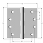 Lohala Hinge Stainless Steel 316 Heavy Duty 100mm x 100mm x 3.0mm ,8mm Pin 3.5mm Clearance Fixed Button Pin Polished & Satin