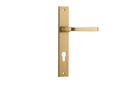 Iver Annecy Door Lever Rectangular Latch Pair, Passage Kit, Privacy Kit , Entrance Kit with High Security Lock - Polished Brass
