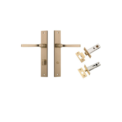 Iver Annecy Door Lever Rectangular Latch Pair, Passage Kit, Privacy Kit , Entrance Kit with High Security Lock - Polished Brass