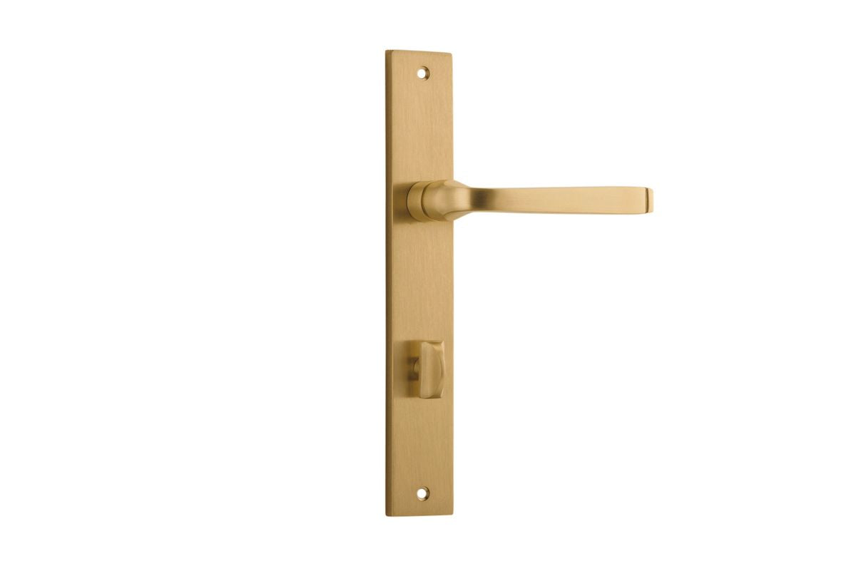 Iver Annecy Door Lever Rectangular Latch Pair, Passage Kit, Privacy Kit , Entrance Kit with High Security Lock - Polished Brass