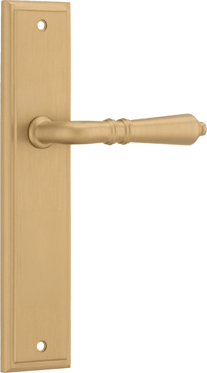Iver Sarlat  Door Lever Stepped Latch Pair, Passage Kit, Privacy Kit , Entrance Kit with High Security Lock -Brushed Brass