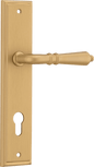 Iver Sarlat  Door Lever Stepped Latch Pair, Passage Kit, Privacy Kit , Entrance Kit with High Security Lock -Brushed Brass