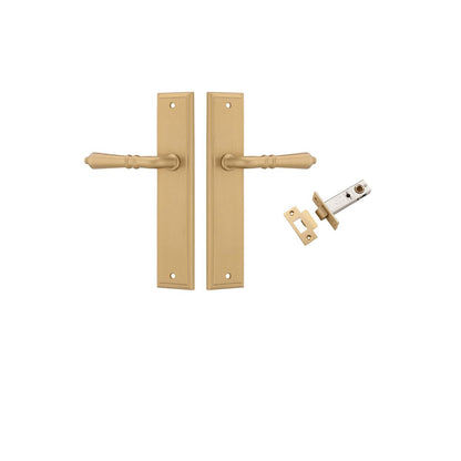 Iver Sarlat  Door Lever Stepped Latch Pair, Passage Kit, Privacy Kit , Entrance Kit with High Security Lock -Brushed Brass