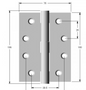 Lohala Hinge Stainless Steel 316 Heavy Duty 100mm x 75mm x 3.0mm ,8mm Pin 3.5mm Clearance Fixed Button Pin Polished & Satin