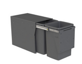 Hideaway Waste Bin ,Compact Floor Mount Range, 2 x 20Litres Bucket Height 308 x Width 298 x Depth 510mm, Handle pull and Door pull - Arctic White & Cinder  ( Available in 4 Sizes : 1 x 15Ltr ,1 x 20Ltr ,2 x 15Ltr ,2 x 20Ltr )