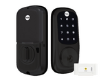 YALE ASSURE KEYED SMART-READY LOCK WITH PULL HANDLE SET SATIN NICKEL & MATT BLACK